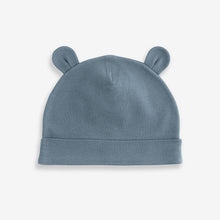 Load image into Gallery viewer, Mid Blue Baby 100% Cotton Beanies 3 Pack (0-18mths)
