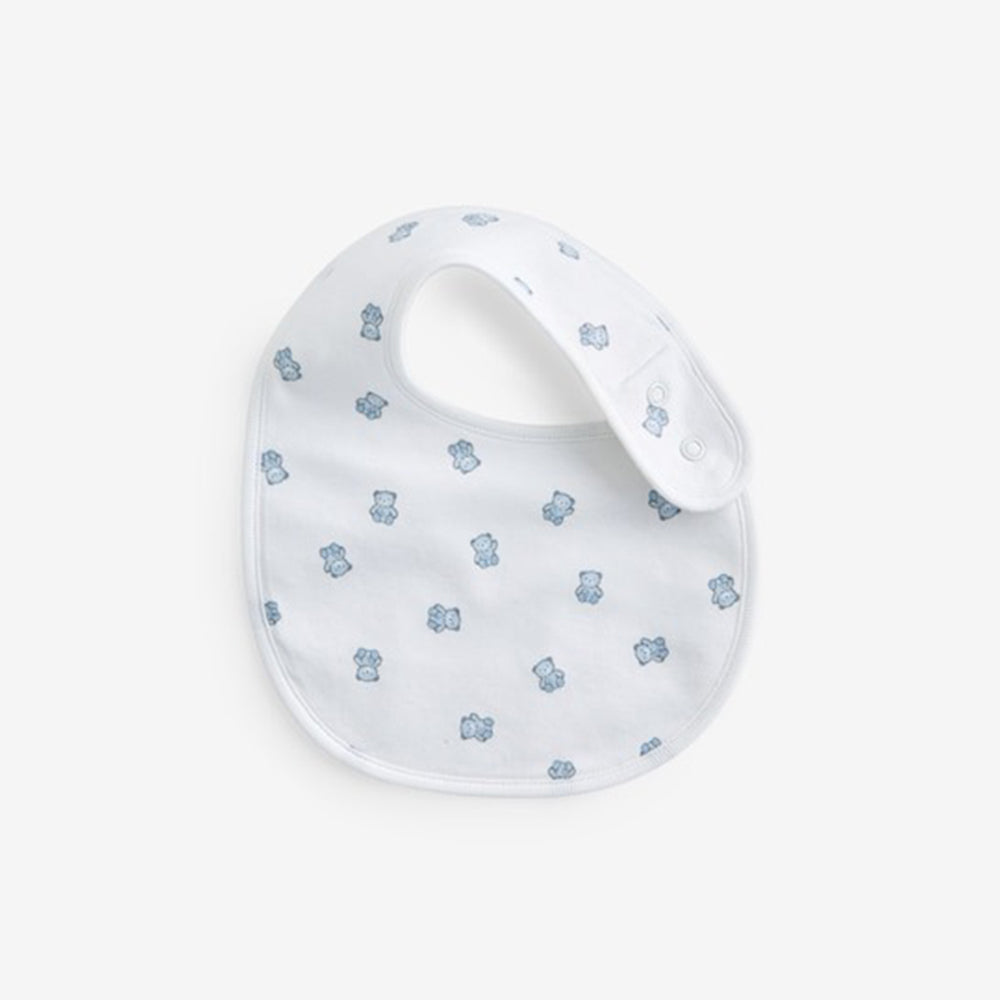 Blue/White Bear Baby 100% Cotton Bibs 3 Pack