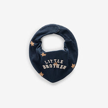 Load image into Gallery viewer, Blue Little Brother Family 100% Cotton Bibs 2 Pack
