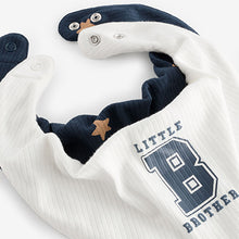 Load image into Gallery viewer, Blue Little Brother Family 100% Cotton Bibs 2 Pack
