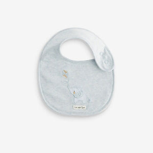 Blue Delicate Elephant Baby 100% Cotton Bibs 3 Pack