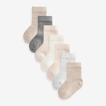 Load image into Gallery viewer, Brown 7 Pack Rib Baby Socks (0mths-2yrs)
