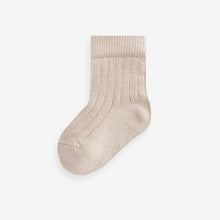 Load image into Gallery viewer, Brown 7 Pack Rib Baby Socks (0mths-2yrs)
