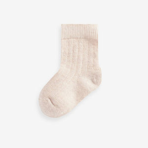 Brown 7 Pack Rib Baby Socks (0mths-2yrs)