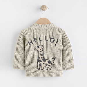 Grey Giraffe 100% Cotton Cardigan (0mths-18mths)