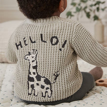 Load image into Gallery viewer, Grey Giraffe 100% Cotton Cardigan (0mths-18mths)
