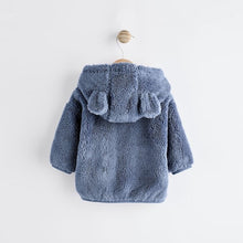 Load image into Gallery viewer, Navy Baby Cosy Fleece Jacket with 3d Ears (0-18mths)
