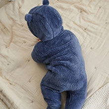 Load image into Gallery viewer, Navy Baby Cosy Zip Lined Hooded Fleece All-In-One (0mths-18mths)
