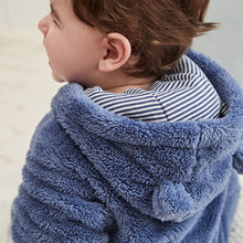Load image into Gallery viewer, Navy Baby Cosy Zip Lined Hooded Fleece All-In-One (0mths-18mths)
