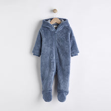 Load image into Gallery viewer, Navy Baby Cosy Zip Lined Hooded Fleece All-In-One (0mths-18mths)
