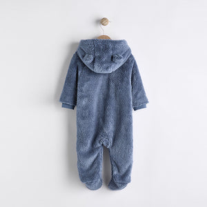 Navy Baby Cosy Zip Lined Hooded Fleece All-In-One (0mths-18mths)