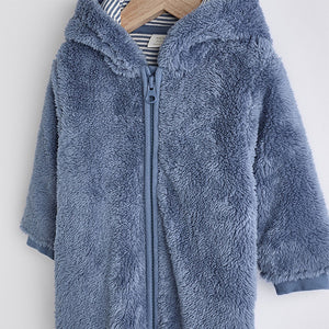 Navy Baby Cosy Zip Lined Hooded Fleece All-In-One (0mths-18mths)