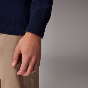 Blue Navy Regular Fit Knitted Long Sleeve Polo Shirt