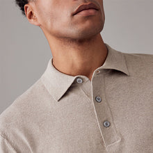 Load image into Gallery viewer, Neutral Regular Fit Knitted Long Sleeve Polo Shirt
