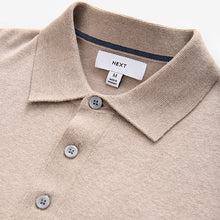 Load image into Gallery viewer, Neutral Regular Fit Knitted Long Sleeve Polo Shirt
