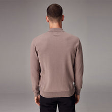 Load image into Gallery viewer, Stone Dark Regular Fit Knitted Long Sleeve Polo Shirt
