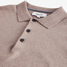 Load image into Gallery viewer, Stone Dark Regular Fit Knitted Long Sleeve Polo Shirt
