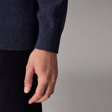 Load image into Gallery viewer, Blue Marl Regular Fit Knitted Long Sleeve Polo Shirt
