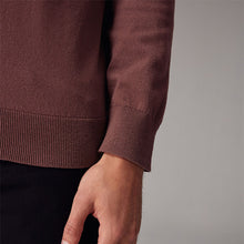 Load image into Gallery viewer, Red/Brown Regular Fit Knitted Long Sleeve Polo Shirt
