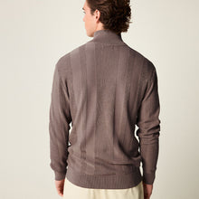 Load image into Gallery viewer, Dark Brown Texture 100% Cotton Regular Fit Quarter Zip Jumper
