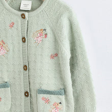 Load image into Gallery viewer, Sage Green Fairy Embroidered Fairy Cardigan (0mths-18mths)
