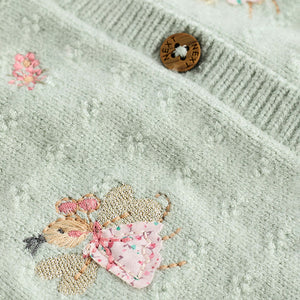 Sage Green Fairy Embroidered Fairy Cardigan (0mths-18mths)