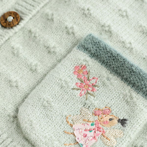 Sage Green Fairy Embroidered Fairy Cardigan (0mths-18mths)