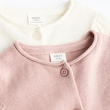 Load image into Gallery viewer, Pink/White 100% Cotton Cardigans 2 Pack (0mths-2yrs)
