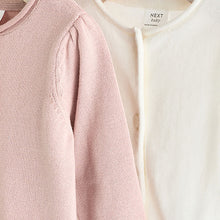 Load image into Gallery viewer, Pink/White 100% Cotton Cardigans 2 Pack (0mths-2yrs)
