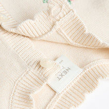 Load image into Gallery viewer, Cream Bunny 100% Cotton Pointelle Knitted Floral Flower Baby Cardigan (0mths-18mths)
