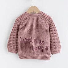 Load image into Gallery viewer, Pink Back Slogan Embroidered Baby Knitted Cardigan
