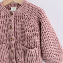 Load image into Gallery viewer, Pink Back Slogan Embroidered Baby Knitted Cardigan
