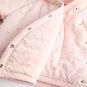 Pink Hooded Cosy Jersey Wadded Baby Wrap Jacket (0-18mths)