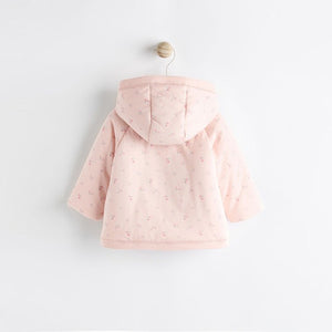 Pink Hooded Cosy Jersey Wadded Baby Wrap Jacket (0-18mths)