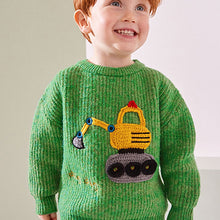Load image into Gallery viewer, Green Digger Knitted Crew Neck Jumper (3mths-5yrs)
