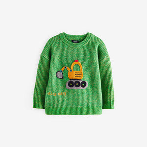 Green Digger Knitted Crew Neck Jumper (3mths-5yrs)