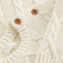 Load image into Gallery viewer, Ecru Cable Knit Crew Neck Jumper (3mths-5yrs)
