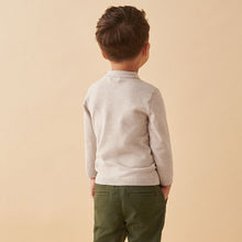 Load image into Gallery viewer, Ecru Long Sleeve Cable Polo Shirt (3mths-7yrs)
