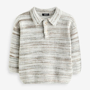 Neutral Long Sleeve Polo Shirt (3mths-5yrs)