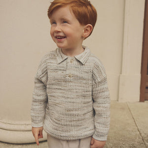 Neutral Long Sleeve Polo Shirt (3mths-5yrs)