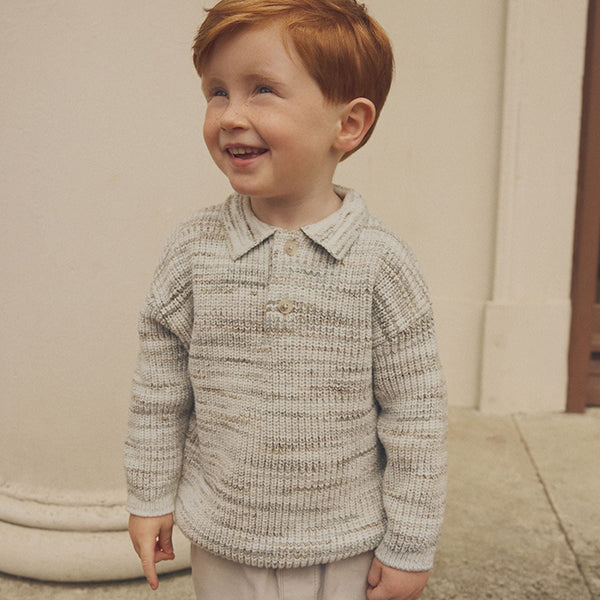 Neutral Long Sleeve Polo Shirt (3mths-5yrs)