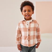 Load image into Gallery viewer, Rust Brown Long Sleeve Check 100% Cotton Shirt (3mths-6yrs)
