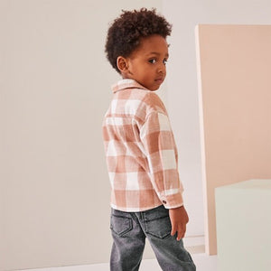 Rust Brown Long Sleeve Check 100% Cotton Shirt (3mths-6yrs)