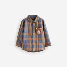 Load image into Gallery viewer, Blue/Yellow Character Pocket shirt Long Sleeve Check 100% Cotton Shirt (3mths-6yrs)
