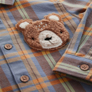 Blue/Yellow Character Pocket shirt Long Sleeve Check 100% Cotton Shirt (3mths-6yrs)