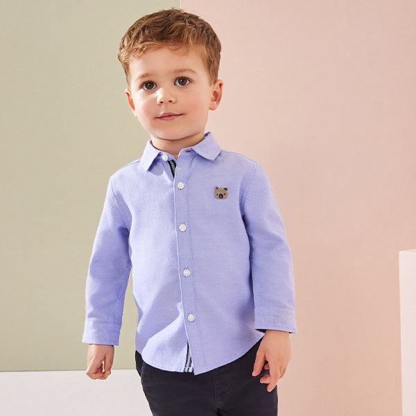 Blue Character Long Sleeve Oxford Shirt (3mths-6yrs)