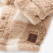 Load image into Gallery viewer, Tan Brown Checkerboard Borg Fleece Shacket (3mths-6yrs)
