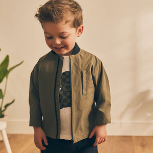 Khaki Green Shacket and T-Shirt Set (3mths-6yrs)