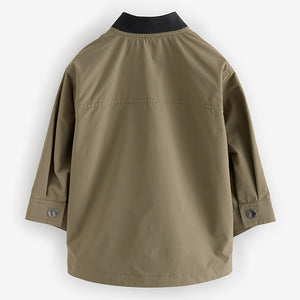 Khaki Green Shacket and T-Shirt Set (3mths-6yrs)