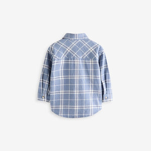 Light Blue 100% Cotton Long Sleeve Check Shirt and T-Shirt Set (3mths-6yrs)
